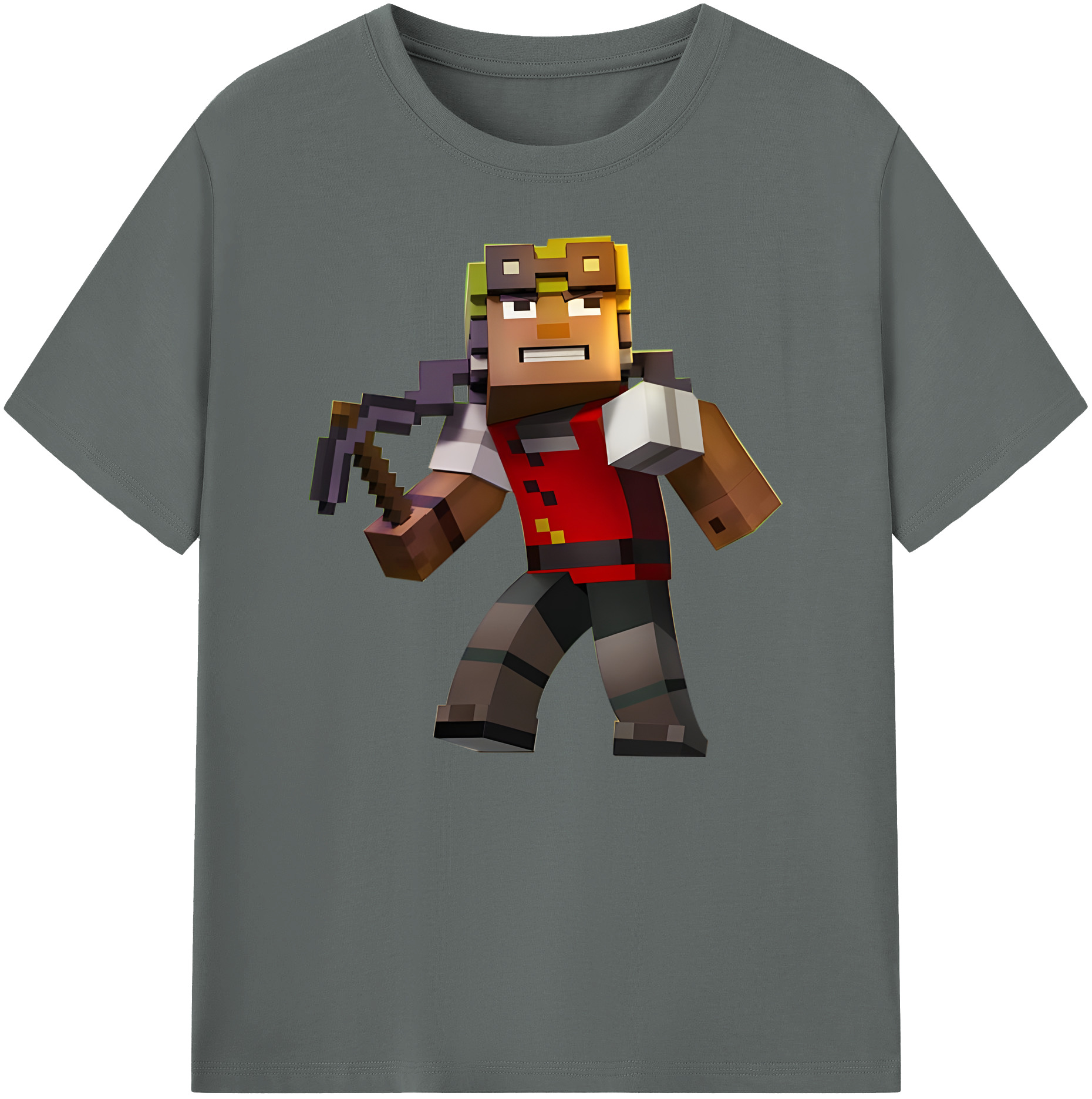 （画像用） マインクラフト ブロックの世界 Minecraft MC Block world 綿100％ メンズ半袖Tシャツ｜肌触りやわらか＆通気性